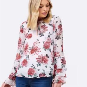 EVER NEW 100% VISCOSE FLORAL BLOUSE 21” PTP